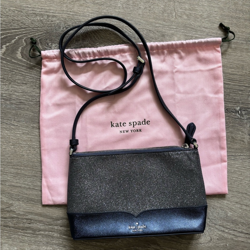 EUC Kate Spade navy blue glitter Lola Crossbody Bag with Adjustable Strap